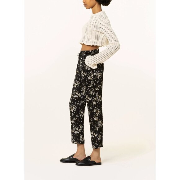 Scotch & Soda Floral Print Black Tie-Waist Tapered Pants For Women Sz M - Picture 1 of 10